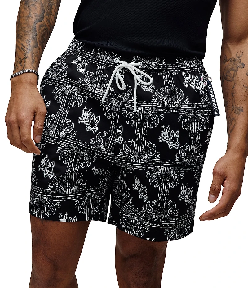 Psycho Bunny Luke Paisley Printed 6#double; Inseam Swim Trunks