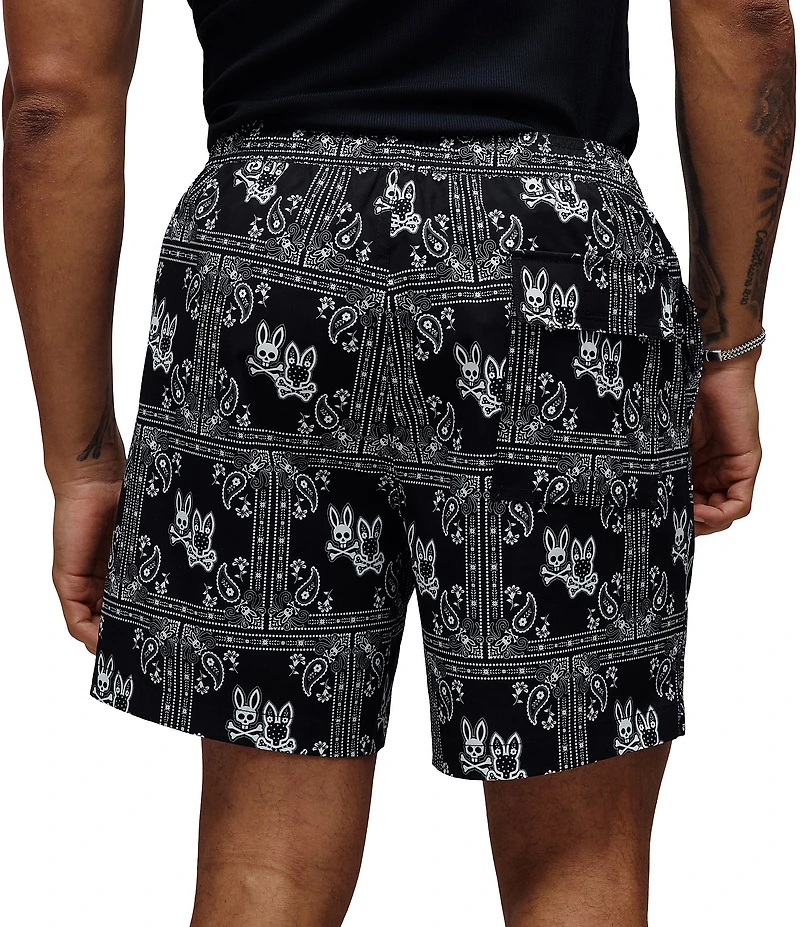 Psycho Bunny Luke Paisley Printed 6#double; Inseam Swim Trunks