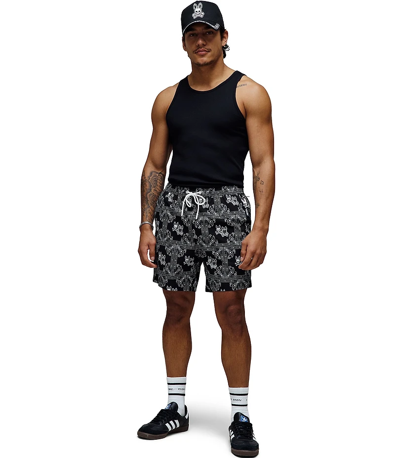 Psycho Bunny Luke Paisley Printed 6#double; Inseam Swim Trunks