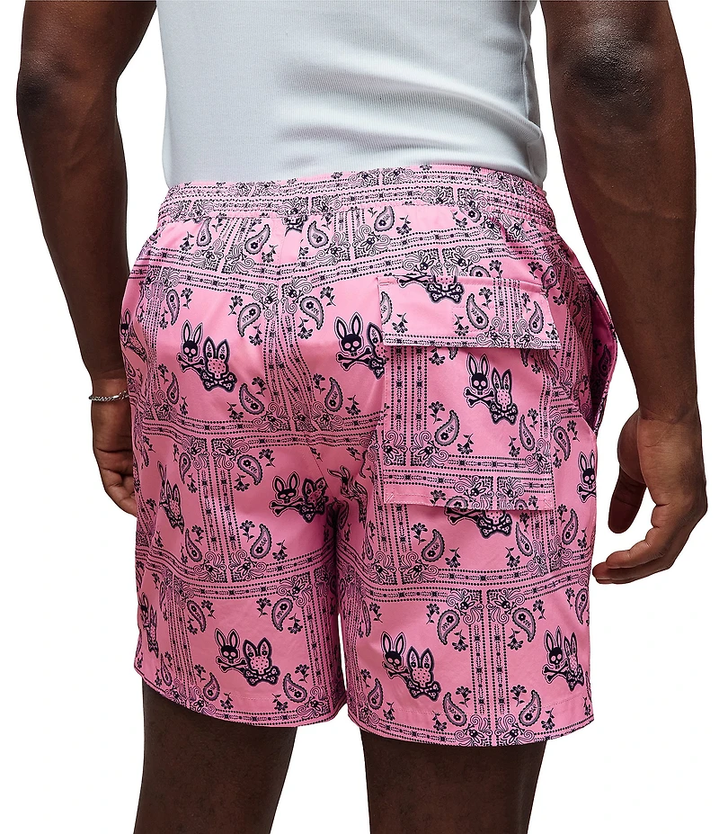 Psycho Bunny Luke Paisley Printed 6#double; Inseam Swim Trunks