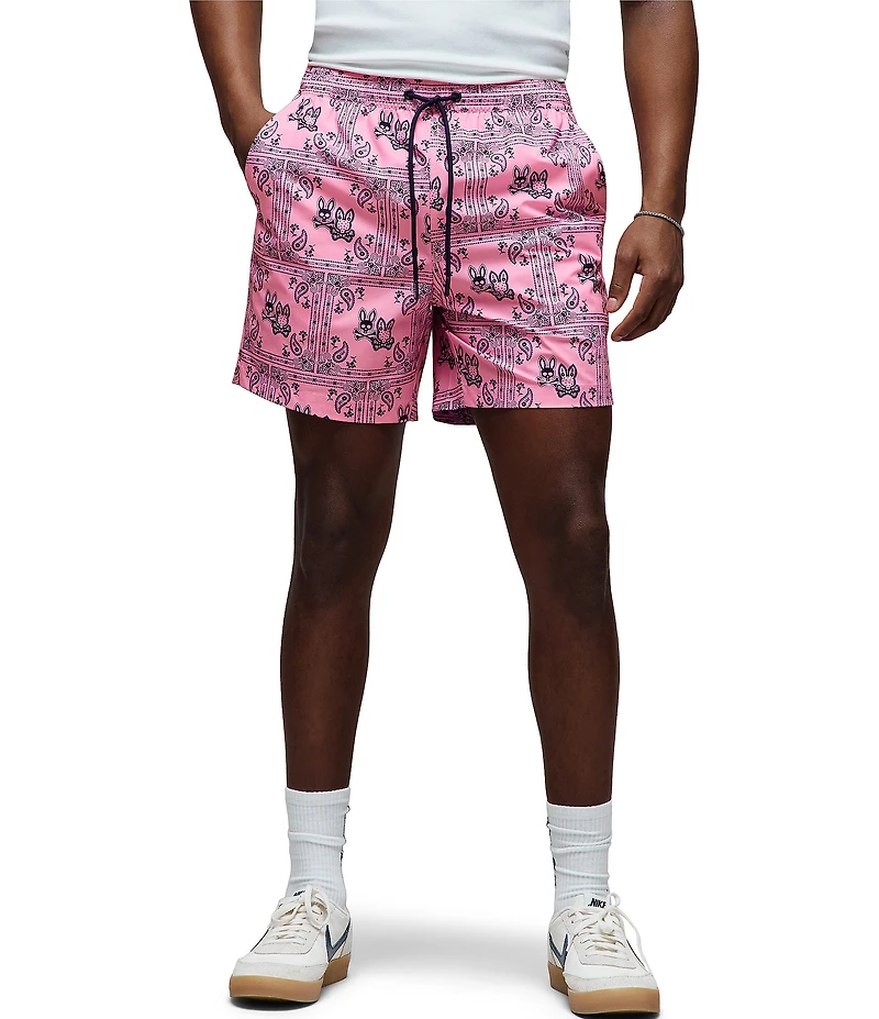 Psycho Bunny Luke Paisley Printed 6#double; Inseam Swim Trunks