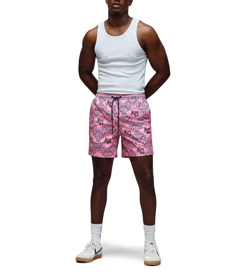 Psycho Bunny Luke Paisley Printed 6#double; Inseam Swim Trunks