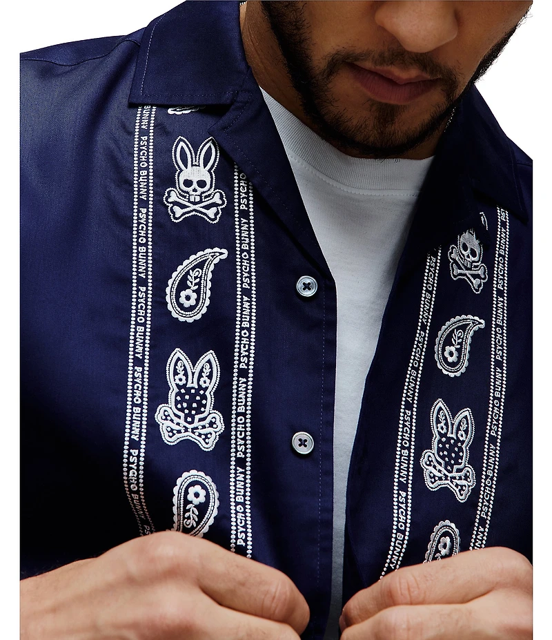 Psycho Bunny Luke Tencel Border Short Sleeve Shirt