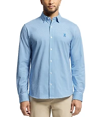 Psycho Bunny Manson Classic Fit Spread Collar Patterned Stretch Knit Dress Shirt