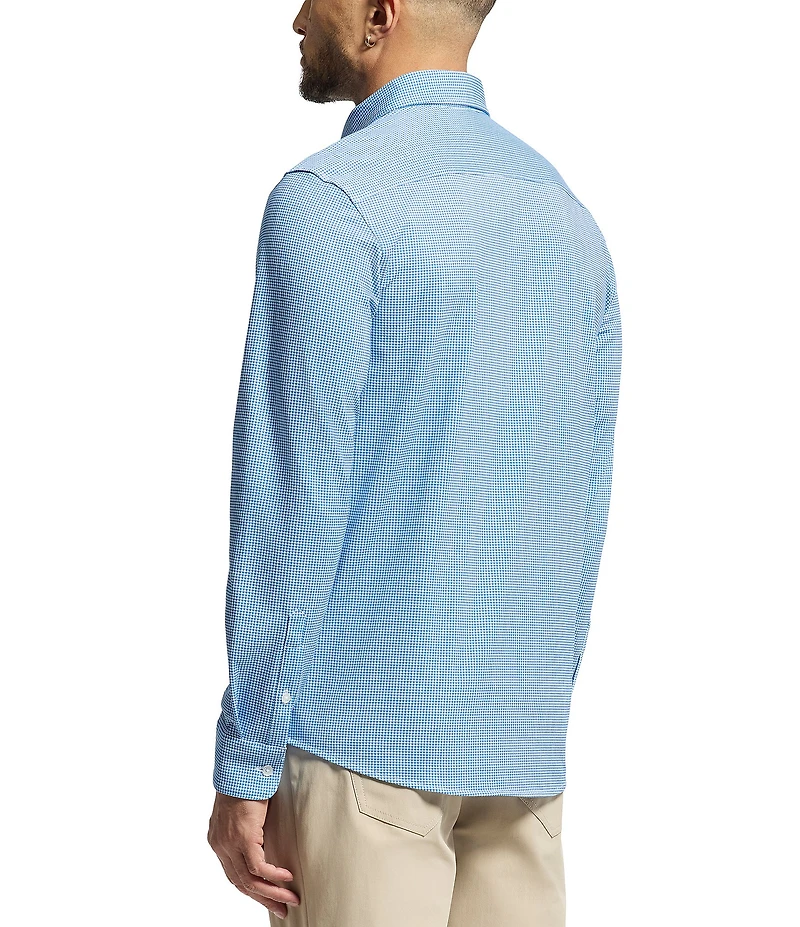 Psycho Bunny Manson Classic Fit Spread Collar Patterned Stretch Knit Dress Shirt