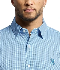 Psycho Bunny Manson Classic Fit Spread Collar Patterned Stretch Knit Dress Shirt