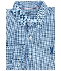 Psycho Bunny Manson Classic Fit Spread Collar Patterned Stretch Knit Dress Shirt
