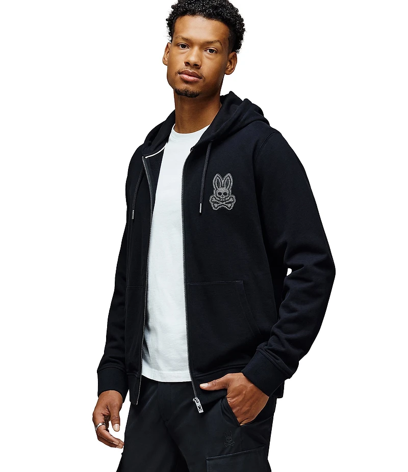 Psycho Bunny Marlo Herringbone Patch Zip Hoodie