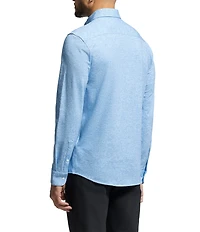 Psycho Bunny Nathan Classic Fit Spread Collar Solid Stretch Knit Dress Shirt