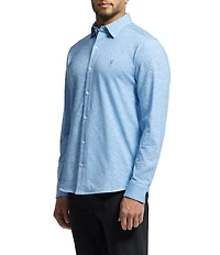 Psycho Bunny Nathan Classic Fit Spread Collar Solid Stretch Knit Dress Shirt