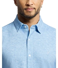 Psycho Bunny Nathan Classic Fit Spread Collar Solid Stretch Knit Dress Shirt