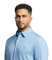 Psycho Bunny Nathan Classic Fit Spread Collar Solid Stretch Knit Dress Shirt