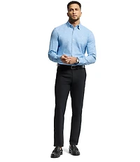Psycho Bunny Nathan Classic Fit Spread Collar Solid Stretch Knit Dress Shirt
