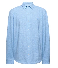 Psycho Bunny Nathan Classic Fit Spread Collar Solid Stretch Knit Dress Shirt