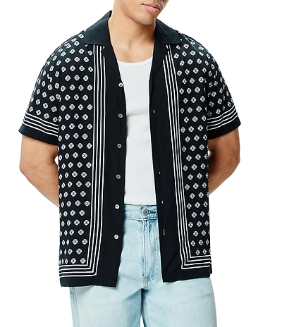 Psycho Bunny Coordinating Nick Tencel Short Sleeve Woven Camp Shirt