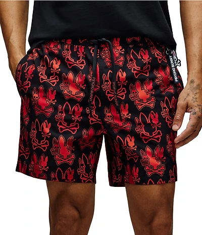 Psycho Bunny Olden Allover Print Swim Trunks