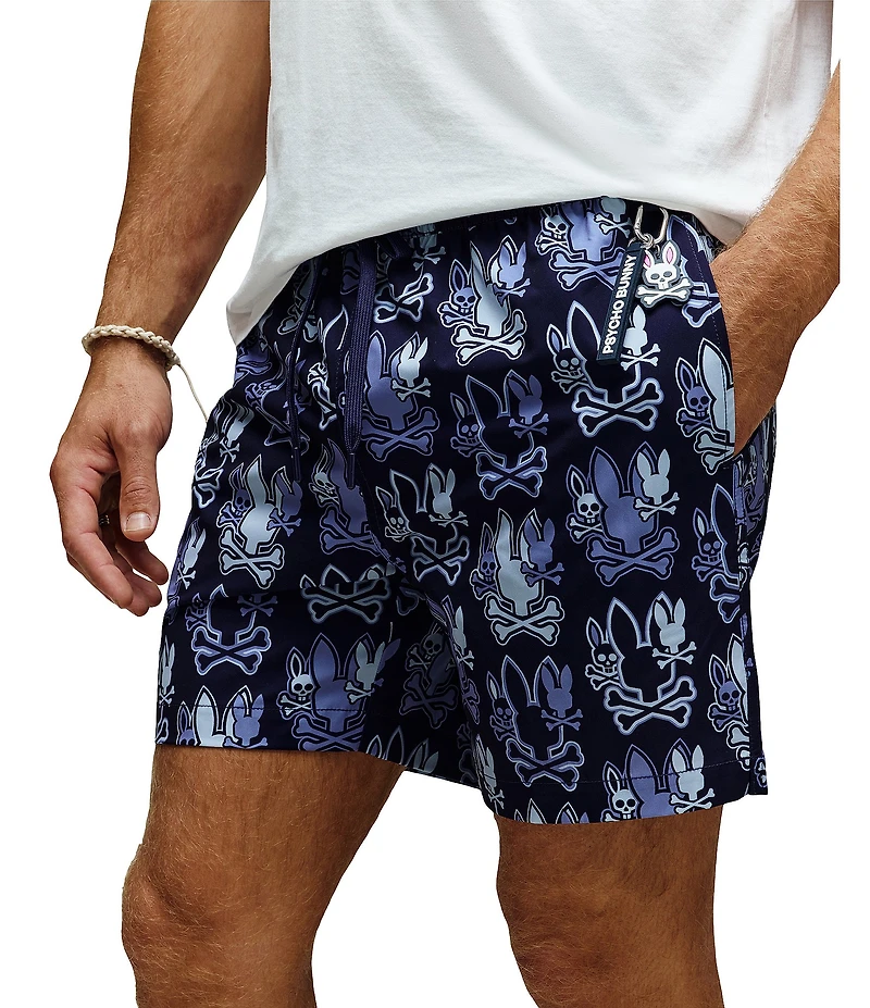 Psycho Bunny Olden Allover Print Swim Trunks