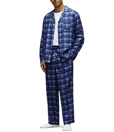 Psycho Bunny Plaid Long Sleeve Flannel Pajama Shirt & Matching Pajama Pants Set