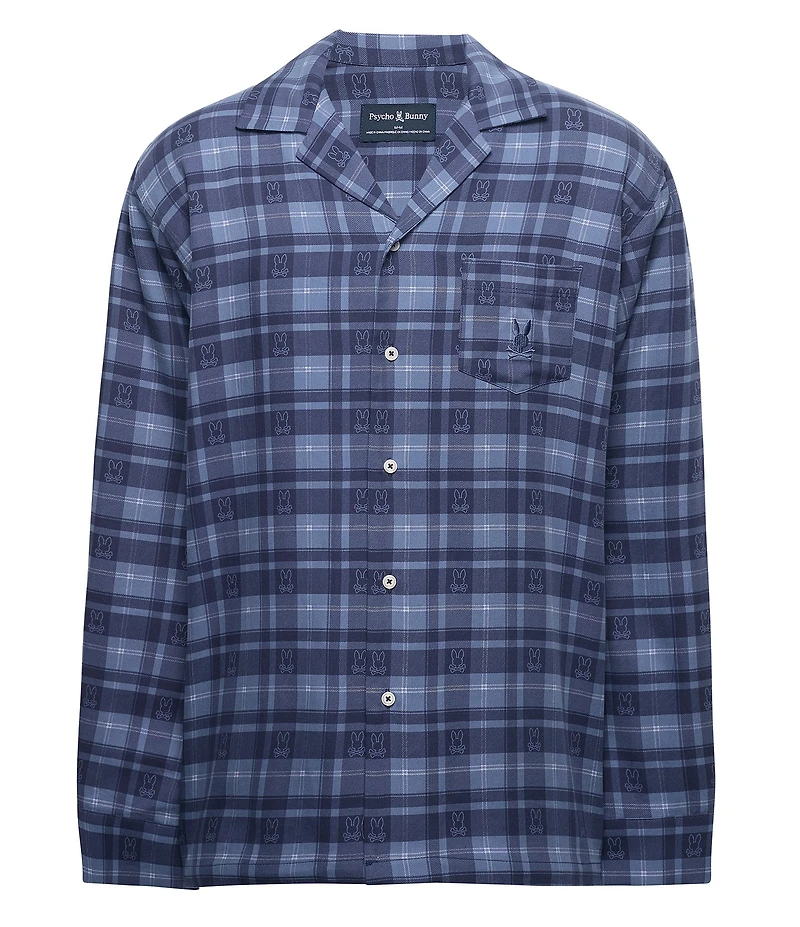 Psycho Bunny Plaid Long Sleeve Flannel Pajama Shirt & Matching Pajama Pants Set