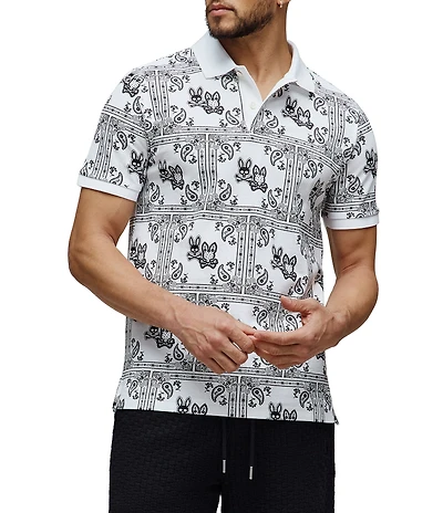 Psycho Bunny Polo Luke All Over Print Short Sleeve Polo Shirt
