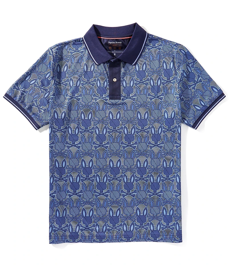 Psycho Bunny Reeves Allover Bunny Logo Short Sleeve Polo Shirt