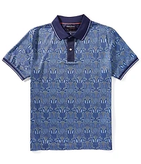 Psycho Bunny Reeves Allover Bunny Logo Short Sleeve Polo Shirt