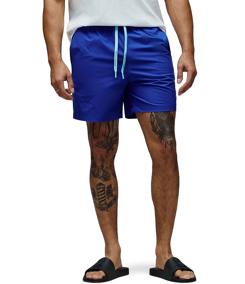 Psycho Bunny Samos Hydrochromic Printed 5.75#double; Inseam Swim Trunks