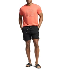 Psycho Bunny Samos Hydrochromic Printed 5.75#double; Inseam Swim Trunks