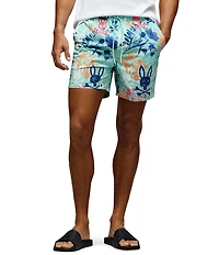 Psycho Bunny Santino 5 3/4#double; Inseam Swim Trunks