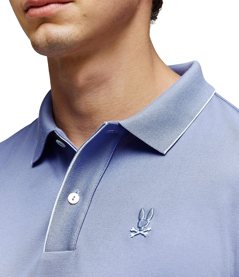 Psycho Bunny Slim Fit Bryce Performance Stretch Pique Short Sleeve Polo Shirt