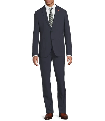 Psycho Bunny Slim Fit Flat Front Striped Pattern 2-Piece Suit