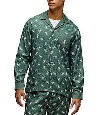 Psycho Bunny Solid Long Sleeve Flannel Pajama Shirt & Matching Pajama Pant Set