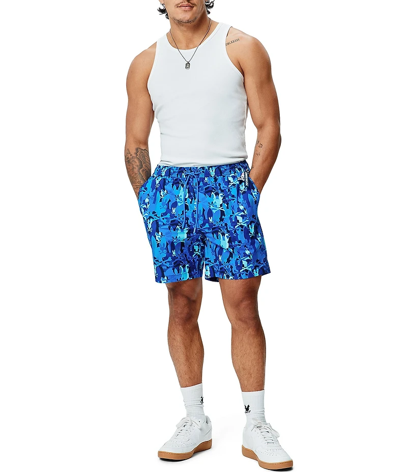 Psycho Bunny Tanner Allover Bunny Printed 5.75#double; Inseam Swim Trunks
