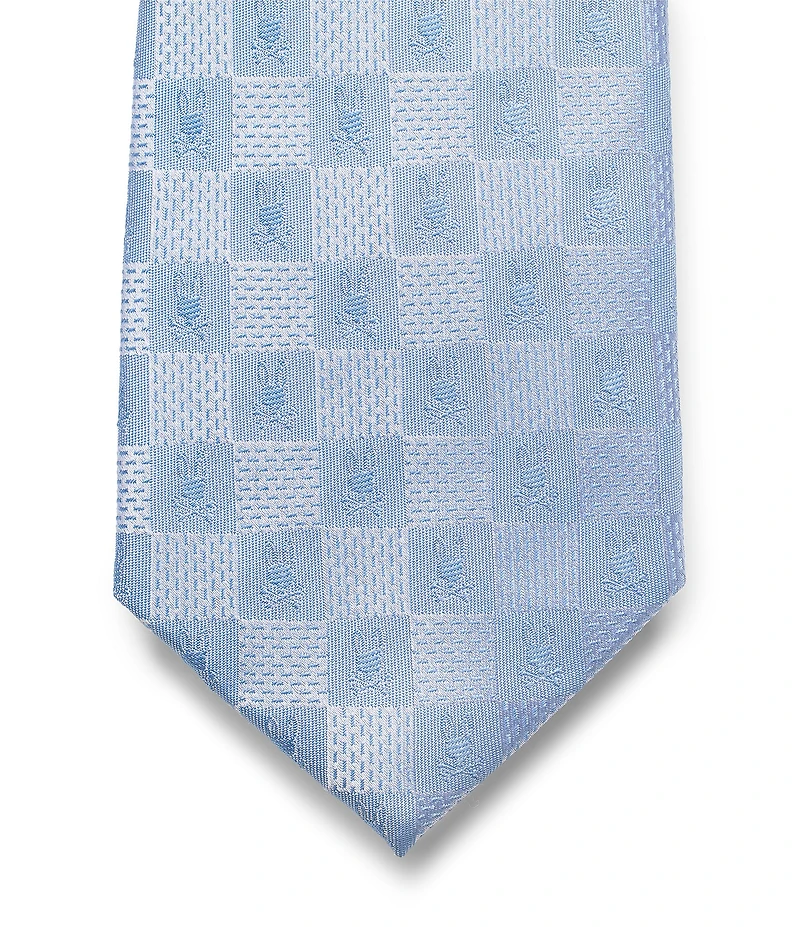 Psycho Bunny Textured Checkerboard Bunny 3 1/4#double; Traditional Woven Jacquard Silk Tie