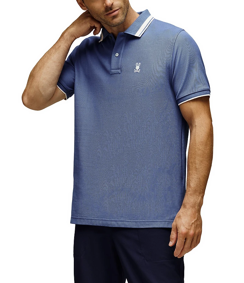 Psycho Bunny Textured Collar Pique Polo Shirt