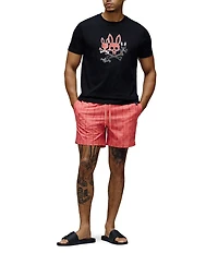 Psycho Bunny Toby Allover Bunny 5.75#double; Inseam Swim Trunks