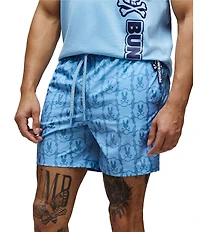 Psycho Bunny Toby Allover Bunny 5.75#double; Inseam Swim Trunks