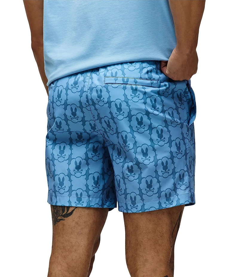 Psycho Bunny Toby Allover Bunny 5.75#double; Inseam Swim Trunks