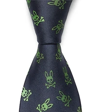 Psycho Bunny Tossed Multi Bunny 3 1/4#double; Silk Tie