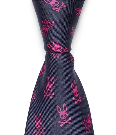 Psycho Bunny Tossed Multi Bunny 3 1/4#double; Silk Tie