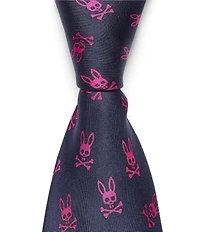 Psycho Bunny Tossed Multi Bunny 3 1/4#double; Silk Tie