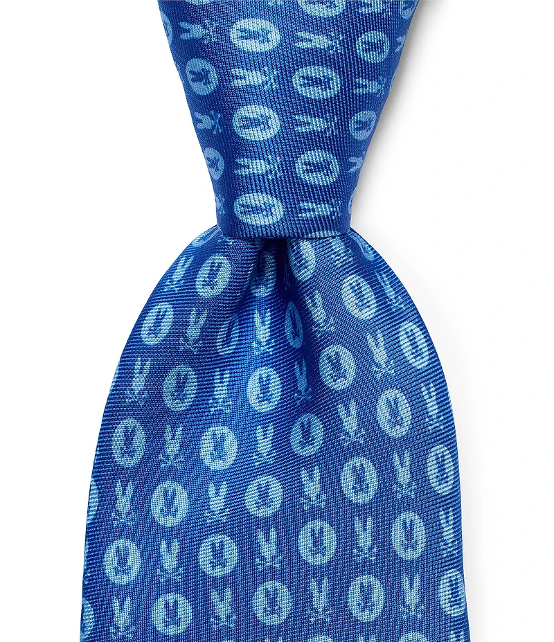 Psycho Bunny Two-Way Bunny Print 3 1/4#double; Traditional Silk Tie