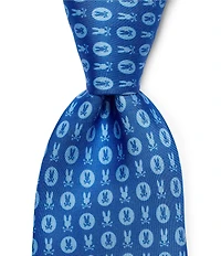 Psycho Bunny Two-Way Bunny Print 3 1/4#double; Traditional Silk Tie
