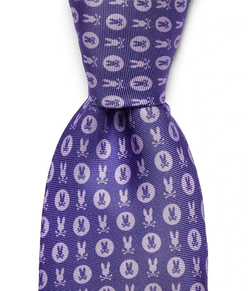 Psycho Bunny Two-Way Bunny Print 3 1/4#double; Traditional Silk Tie