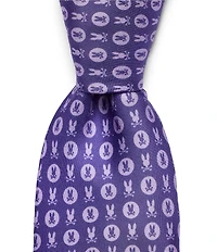 Psycho Bunny Two-Way Bunny Print 3 1/4#double; Traditional Silk Tie