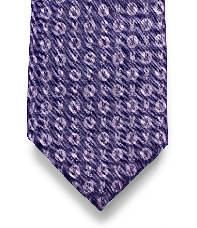Psycho Bunny Two-Way Bunny Print 3 1/4#double; Traditional Silk Tie