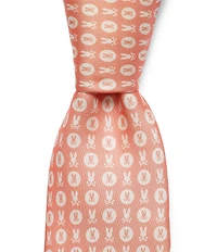 Psycho Bunny Two-Way Bunny Print 3 1/4#double; Traditional Silk Tie