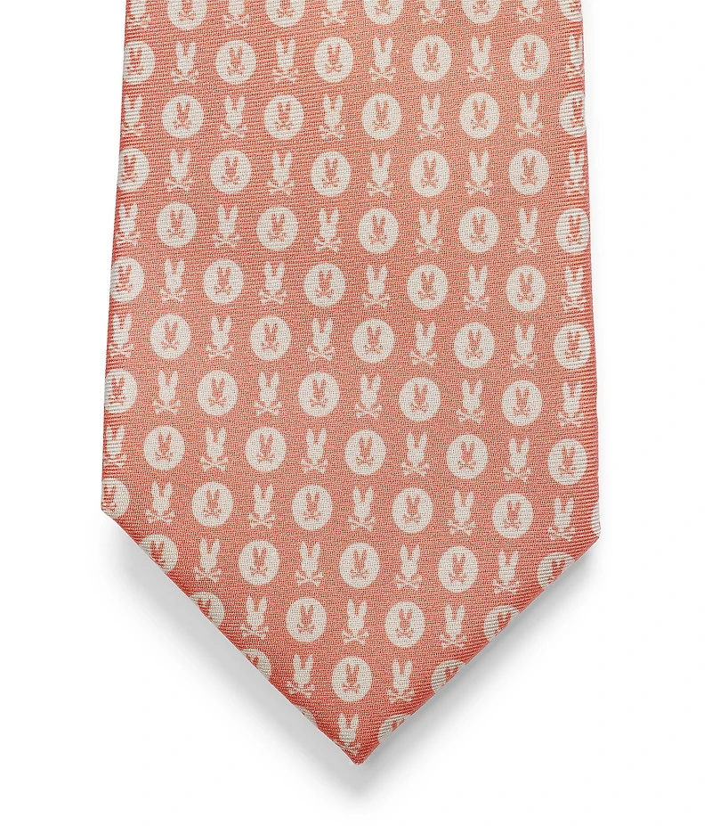 Psycho Bunny Two-Way Bunny Print 3 1/4#double; Traditional Silk Tie