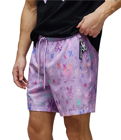 Psycho Bunny Van Allover Bunny Print Swim Trunks