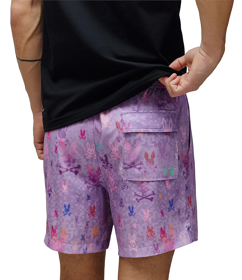 Psycho Bunny Van Allover Bunny Print Swim Trunks